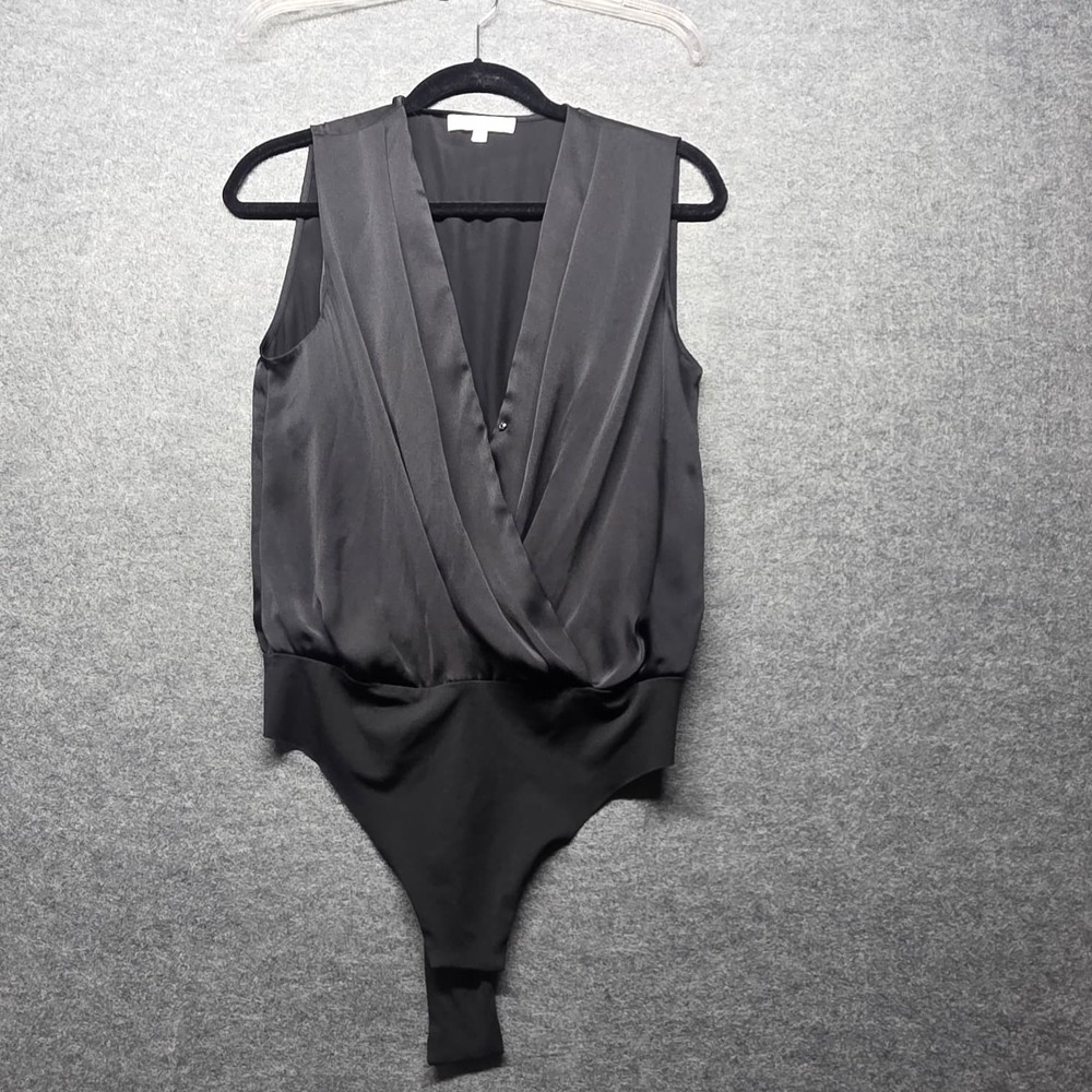Favorite Daughter Black Wrap Front Sleeveless Bodysuit Women's M Medium
